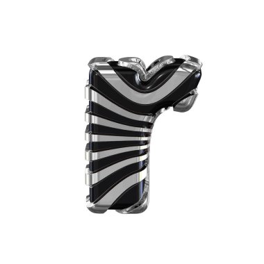 Black symbol with silver straps. 3d letter r