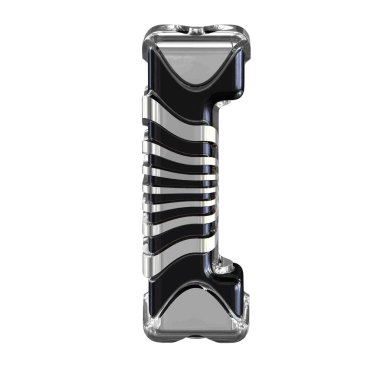 Black 3d symbol with silver straps