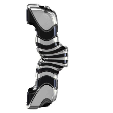 Black 3d symbol with silver straps