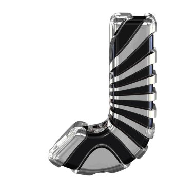 Black symbol with silver straps. 3d letter j