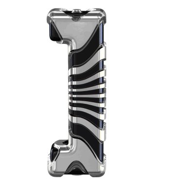 Black 3d symbol with silver straps