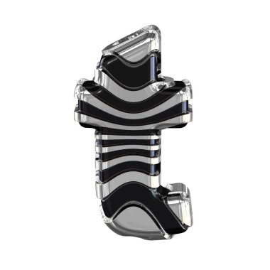 Black symbol with silver straps. 3d letter t