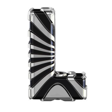 Black symbol with silver straps. 3d letter l