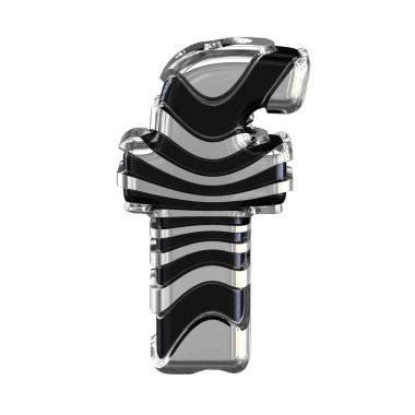 Black symbol with silver straps. 3d letter f