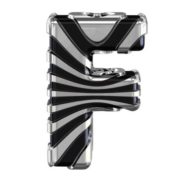 Black symbol with silver straps. 3d letter f