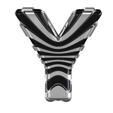 Black symbol with silver straps. 3d letter y