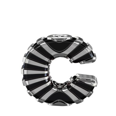 Black symbol with silver straps. 3d letter c