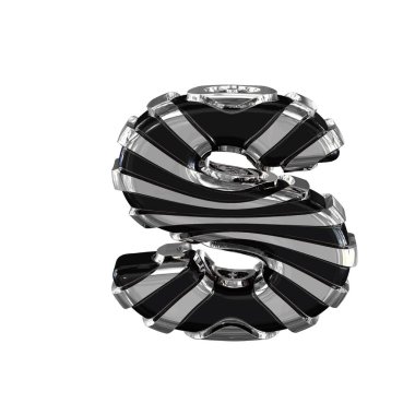 Black symbol with silver straps. 3d letter s