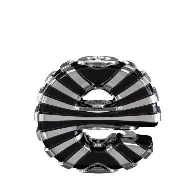 Black symbol with silver straps. 3d letter e