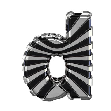 Black symbol with silver straps. 3d letter d