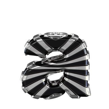 Black symbol with silver straps. 3d letter a