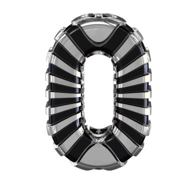 Black symbol with silver straps. 3d letter 0