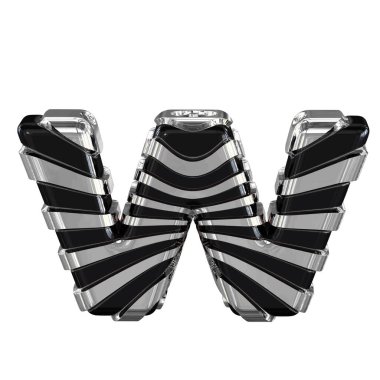 Black symbol with silver straps. 3d letter w