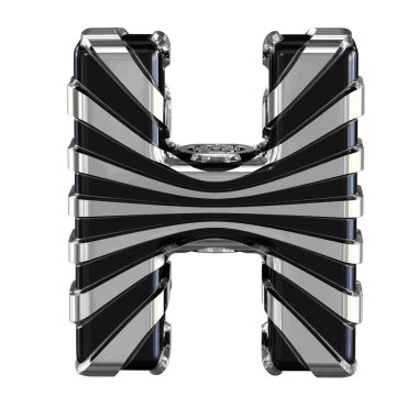 Black symbol with silver straps. 3d letter h