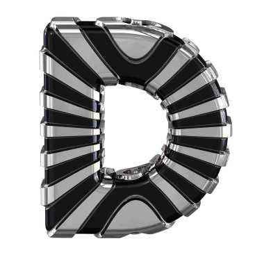 Black symbol with silver straps. 3d letter d