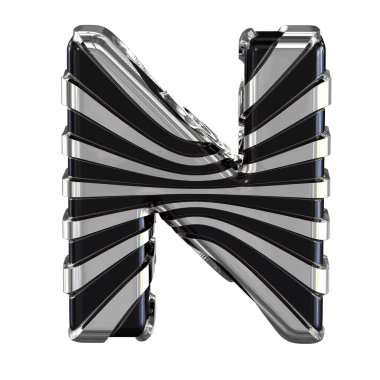 Black symbol with silver straps. 3d letter n
