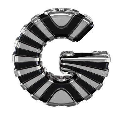 Black symbol with silver straps. 3d letter g