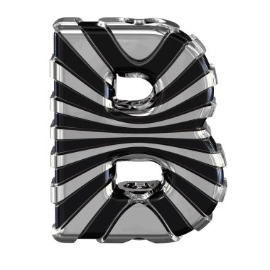 Black symbol with silver straps. 3d letter b