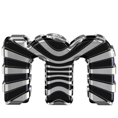 Black symbol with silver straps. 3d letter m