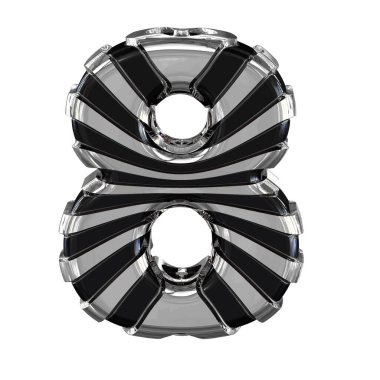 Black symbol with silver straps. 3d number 8