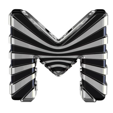 Black symbol with silver straps. 3d letter m