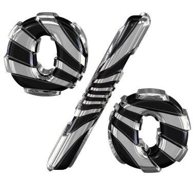 Black 3d symbol with silver straps