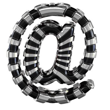 Black 3d symbol with silver straps