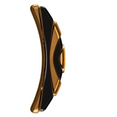 Black 3d symbol with gold vertical straps