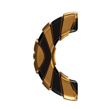 Black 3d symbol with gold vertical straps