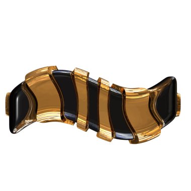 Black 3d symbol with gold vertical straps