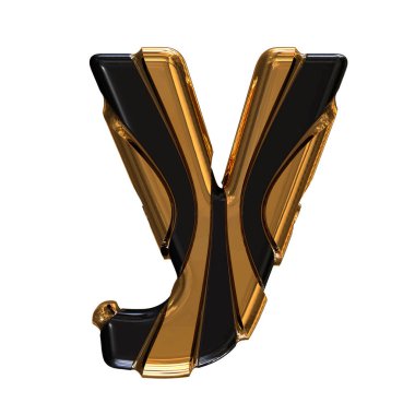 Black symbol with gold vertical straps. 3d letter y