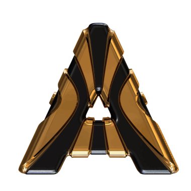 Black symbol with gold vertical straps. 3d letter a
