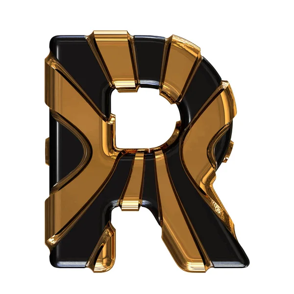 Черный Символ Золотыми Вертикальными Ремнями Третья Буква — стоковый вектор