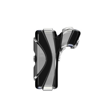 Black symbol with gold vertical straps. 3d letter r