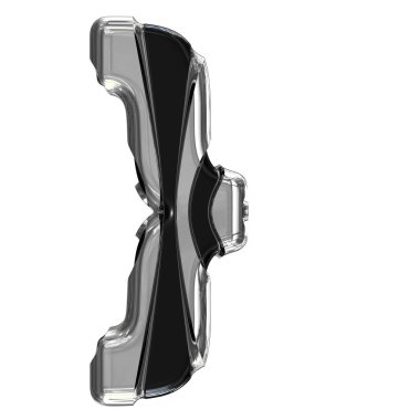 Black 3d symbol with gold vertical straps