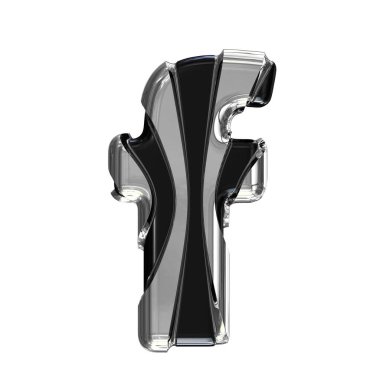 Black symbol with gold vertical straps. 3d letter f