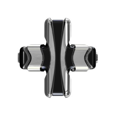 Black 3d symbol with gold vertical straps