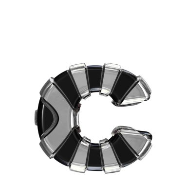 Black symbol with gold vertical straps. 3d letter c