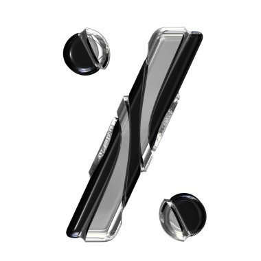 Black 3d symbol with gold vertical straps