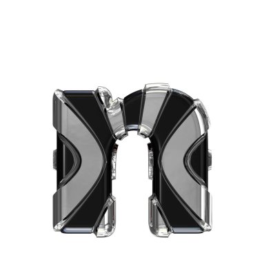 Black symbol with gold vertical straps. 3d letter n