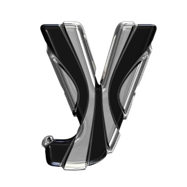 Black symbol with gold vertical straps. 3d letter y