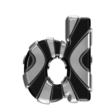 Black symbol with gold vertical straps. 3d letter d