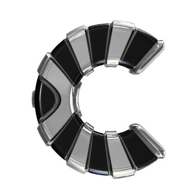 Black symbol with gold vertical straps. 3d letter c