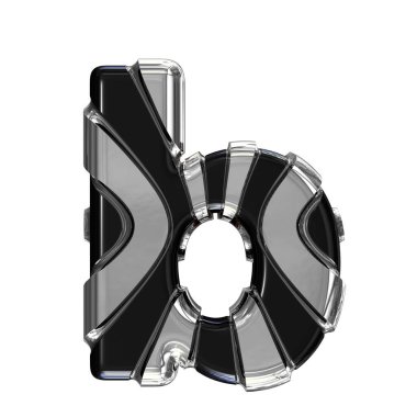 Black symbol with gold vertical straps. 3d letter b