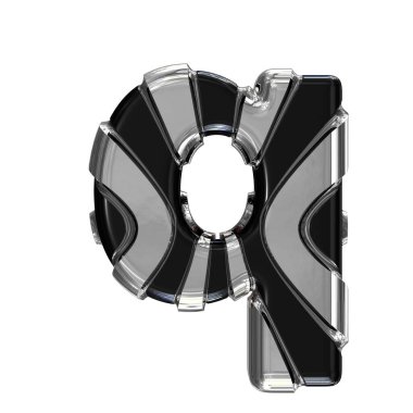 Black symbol with gold vertical straps. 3d letter q