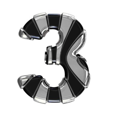 Black symbol with gold vertical straps. 3d number 3