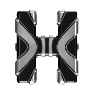 Black symbol with gold vertical straps. 3d letter h