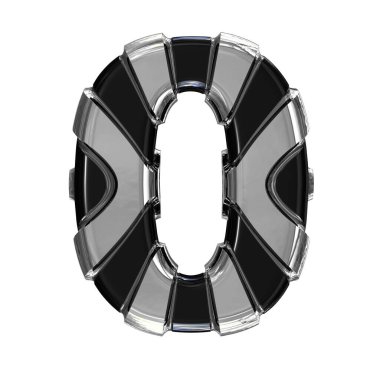 Black symbol with gold vertical straps. 3d number 0