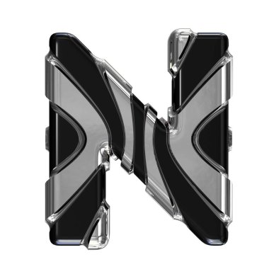 Black symbol with gold vertical straps. 3d letter n