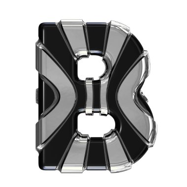 Black symbol with gold vertical straps. 3d letter b